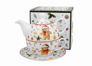Filiżanka z dzbankiem I spodkiem Tea for one CHRISTMAS CUTIES