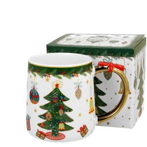 Kubek świąteczny porcelanowy z kokardkąCHRISTMAS TREE 450 ml