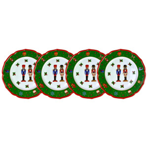 Cicha Noc Komplet 4 talerzy deserowych green
