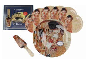 Zestaw G. Klimt Kiss talerz na ciasto + 6 talerzyków deserowych + łopatka do ciasta