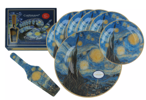 CARMANI Kpl. patera i 6 talerzyków - V. van Gogh, Gwiaździsta Noc