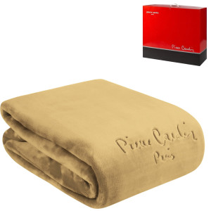 Koc CLARA z haftowanym logo PIERRE CARDIN Eurofirany miodowy 160x220