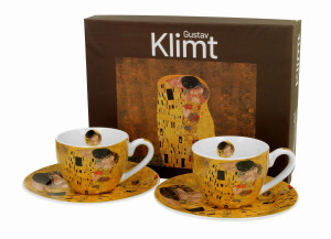 Duo 2 filiżanki espresso ze spodkami THE KISS Classic inspired by Gustav Klimt