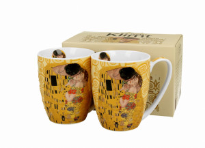 Duo 2 Kubki classic THE KISS ECRU inspired by Klimt