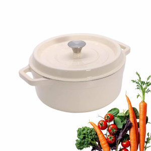 Garnek Żeliwny Tierra 24cm 4L kremowy NOIS