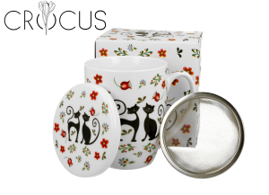 Duo Kubek porcelanowy z zaparzaczem KOTY ETNO