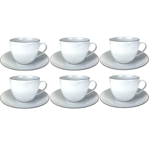Komplet 6 filiżanek ze spodkami 320 ml Base Black Bogucice