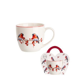 Duo Kubek 460 ml „w koszyczku” CHRISTMAS BIRDS 3 – Kolekcja Świąteczna