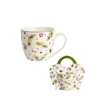 Duo Kubek 460 ml „w koszyczku” CHRISTMAS LEAVES – Kolekcja Świąteczna