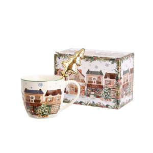 Duo Kubek 460 ml z metalowym zaparzaczem w kształcie choinki CHRISTMAS CITY 2