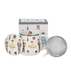 Duo Kubek baryłka 430 ml z zaparzaczem i pokrywką CHRISTMAS NUTCRACKER – Kolekcja Świąteczna