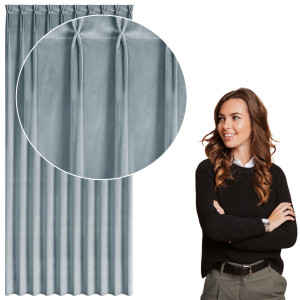 Zasłona zaciemniająca welwetowa na taśmie flex 125x270 MELANIE srebrny