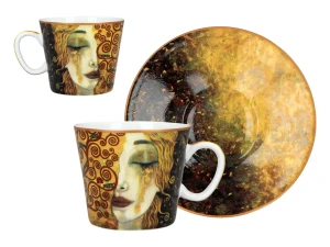 Carmani Kpl. 2 filiżanek espresso - G. Klimt, Złote łzy (białe i czarne tło)