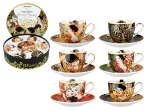 CARMANI Kpl. 6 filiżanek espresso w okrągłym pudełku - G. Klimt