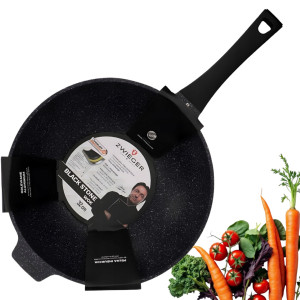 ZWIEGER PATELNIA WOK GŁĘBOKA NON-STICK ALUMINIOWA INDUKCJA BLACK STONE 32CM