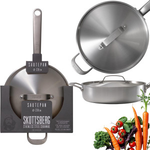 SKOTTSBERG Stainles Steel - Patelnia ze stali nierdzewnej z pokrywką 28 cm
