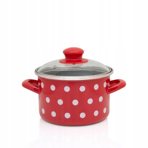 Metalac Garnek tradycyjny Dots on red 1,5 l