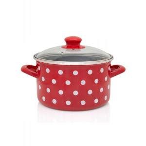 Garnek tradycyjny Metalac Dots on red 6,75 l
