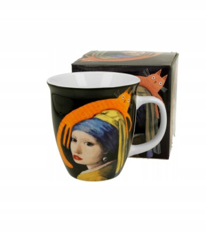 DUO KUBEK DUŻY XXL DUO DZIEWCZYNA Z KOTEM 650 ML NA PREZENT