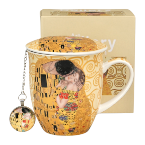 DUO Kubek z zaparzaczem z zawieszką THE KISS ECRU inspired by Klimt