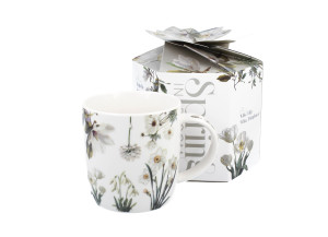 Kubek Białe Kwiaty 400 ml New Bone China w pudełku ozdobnym