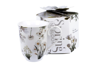 Kubek Vintage Białe Kwiaty 400 ml New Bone China w pudełku ozdobnym