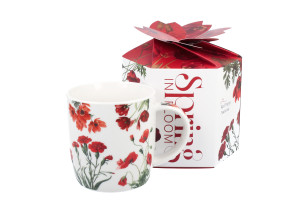 Kubek Czerwone Kwiaty 400 ml New Bone China w pudełku ozdobnym