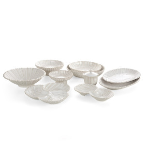 Patera dekoracyjna AVRIL ceramiczna kremowa 36 x 23 x 4 cm