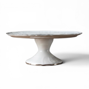 Patera na ciasto na nodze Bernadotte porcelana 32 cm złoty rant