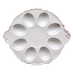 Talerz na jajka Bernadotte Ivory Gold 25 cm porcelanowy