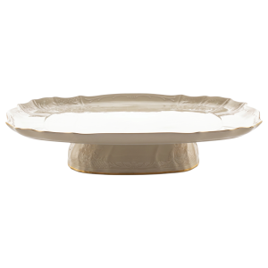 Patera prostokątna na nodze 40 cm Bernadotte Ivory Gold