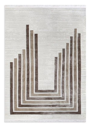 Dywan 60x100 cm biało-brązowy geometryczny nowoczesny AURA6 Eurofirany