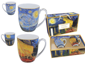 Kpl. 2 kubków Van Gogh Taras kawiarni nocą i Gwiaździsta Noc CARMANI