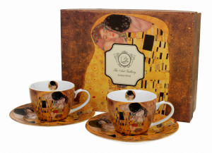 Duo Komplet 2 filiżanek espresso ze spodkami Gustav Klimt Pocałunek
