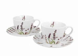 Filiżanki ze spodkami 270 ml komplet 2 szt Classic Lavender
