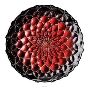 Villa Italia Robusta talerz do ciasta 28 cm czarno - czerwona