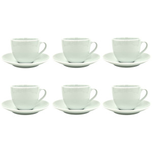 Komplet 6 filiżanek ze spodkami 320 ml Base White Bogucice