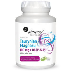 Aliness Taurynian Magnezu 100 Mg + Witamina B6 – 100 Kapsułek | Układ Nerwowy + Serce