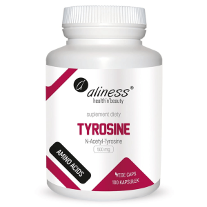 Aliness Tyrosine N-acetyl-tyrosine 500mg – 100 Kapsułek, Koncentracja, Samopoczucie, Stres