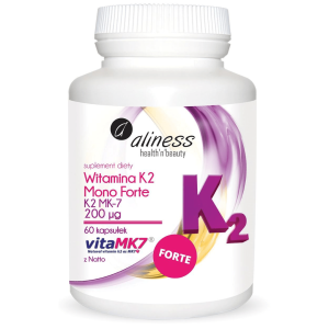 Aliness Witamina K2 Mono Forte 200 µg – 60 Kapsułek, Zdrowe Kości I Układ Krążenia