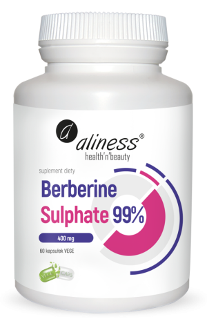Aliness Berberine Sulphate 99% 400 Mg – 60 Kapsułek | Wysoka Dawka Berberyny Na Glukozę, Metabolizm I Detoks