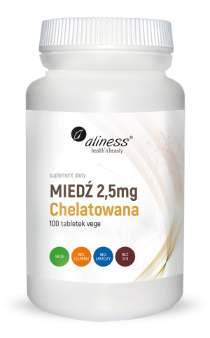 Aliness Miedź Chelatowana 2,5 Mg - 100 Tabl. Vege, Dla Odporności