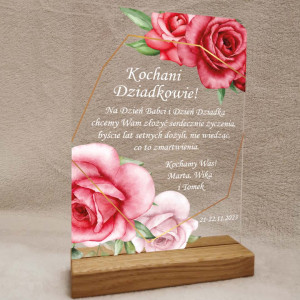 Prezent na dzień babci i dziadka dla dziadków statuetka życzenia na szkle akrylowym