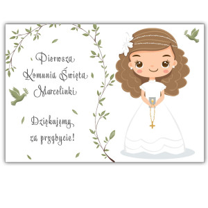 Podziękowanie dla gości komunia magnes na komunię dla dziewczynki