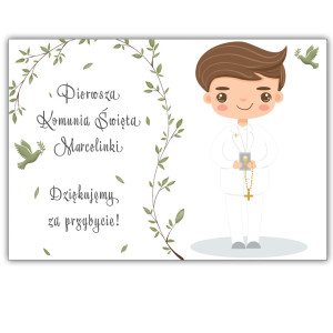 Podziękowanie dla gości komunia magnes na komunię dla chłopca