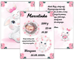 Metryczka ze zdjęciem - zestaw króliczki