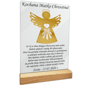 Podziękowania dla Rodziców Chrzestnych Chrzest Prezent dla chrzestnej dla chrzestnego