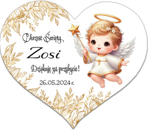 Podziękowanie dla gości chrzest magnes ze zdjęciem serce