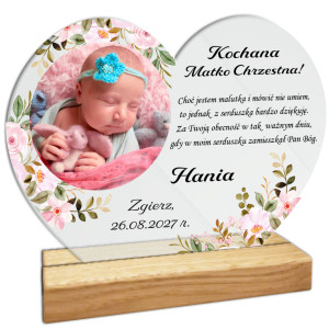 Podziękowania dla rodziców chrzestnych Chrzest ze zdjęciem chrzest Serce szklane