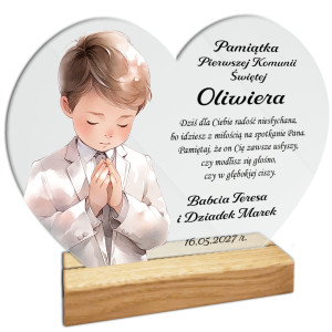 Pamiątka Pierwszej Komunii Świętej Prezent na Komunię dla dziewczynki SERCE Statuetka